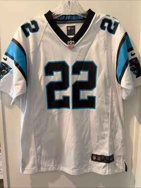 Nike NFL Carolina Panthers McCafferty #22 White Black & Blue Game Jersey